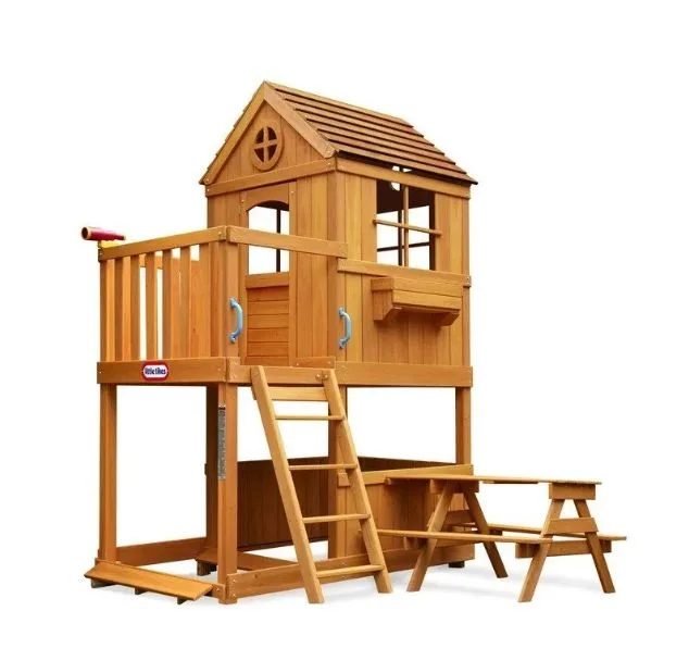 Wooden Playhouse  - Little tikes Real Wood Adventures 2-Story House