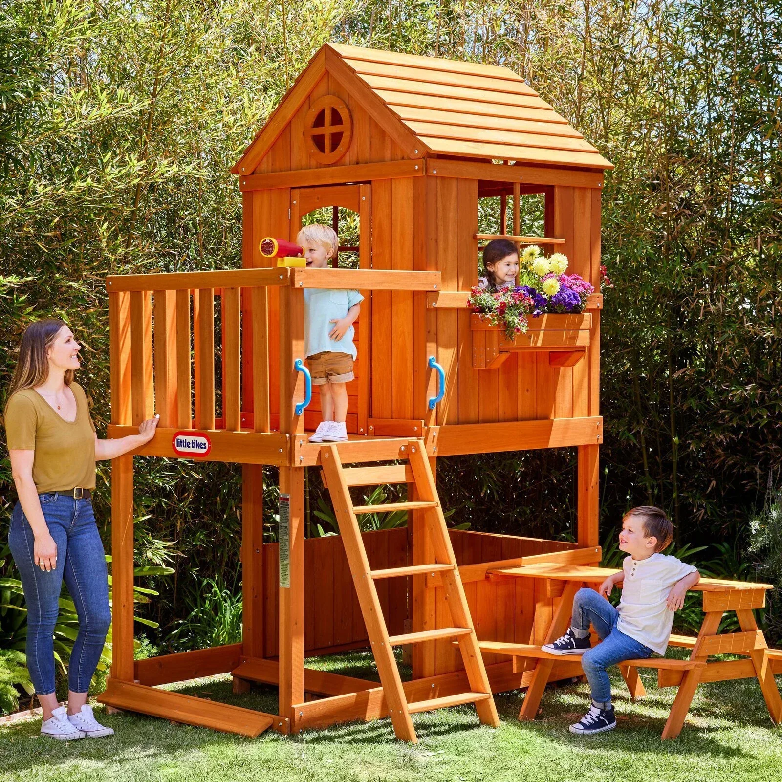 Wooden Playhouse  - Little tikes Real Wood Adventures 2-Story House thumbnail